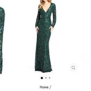 Mac Duggal Green Sequin Maxi Dress